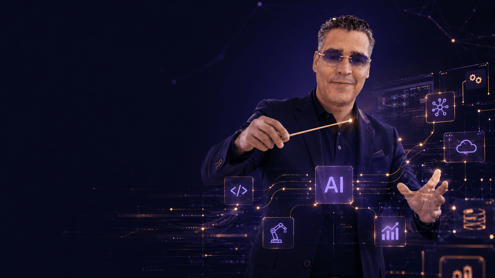 Illustratie van Khaldoon; de live avatar verschijnt nadat je start.